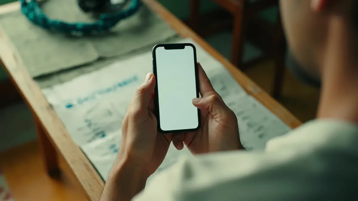 Person verifying a smartphone before installing a fantasy cricket app