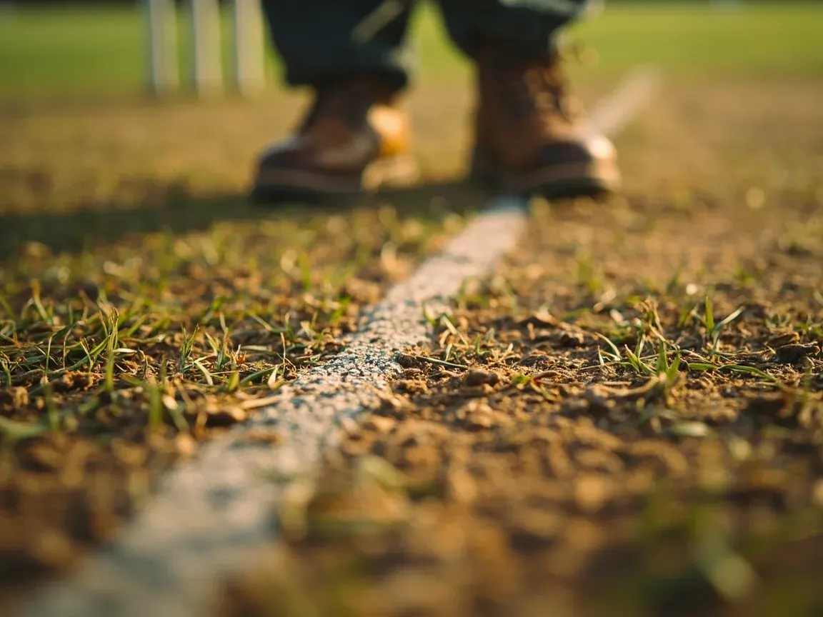 Close-up of grass and soil on a prepared pitch