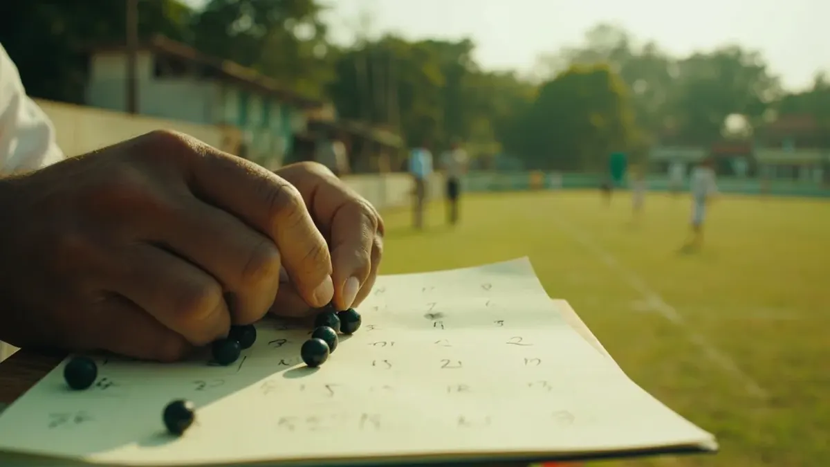 Local scorekeeper watching play with unnumbered markers