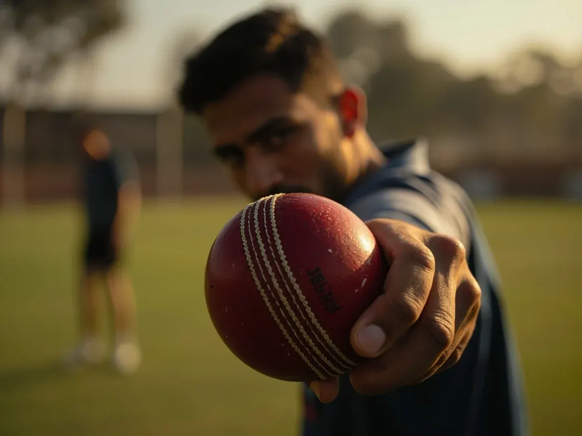 Spin bowler practicing grip variation in nets