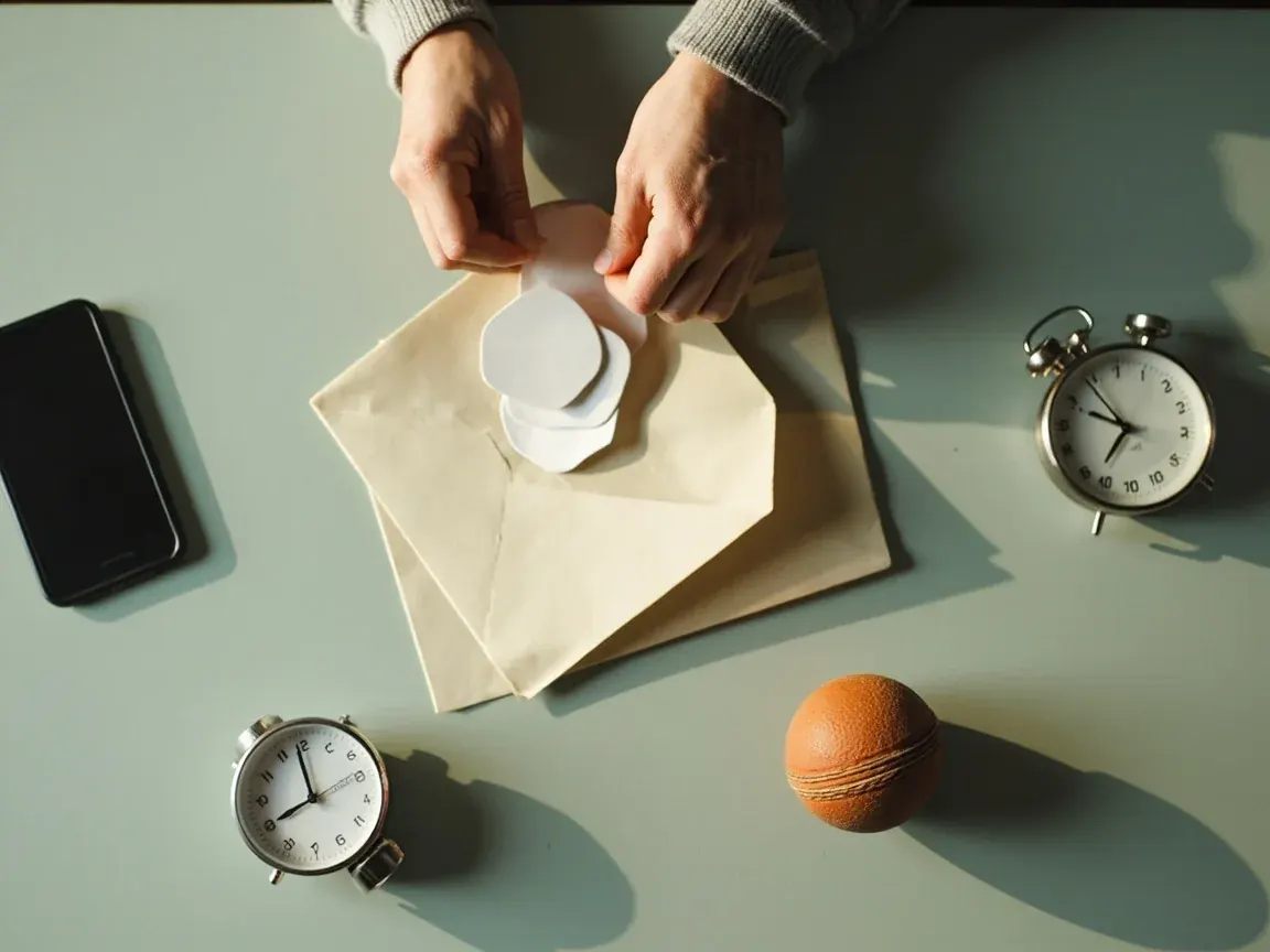 Budget tokens placed into an envelope beside a timer