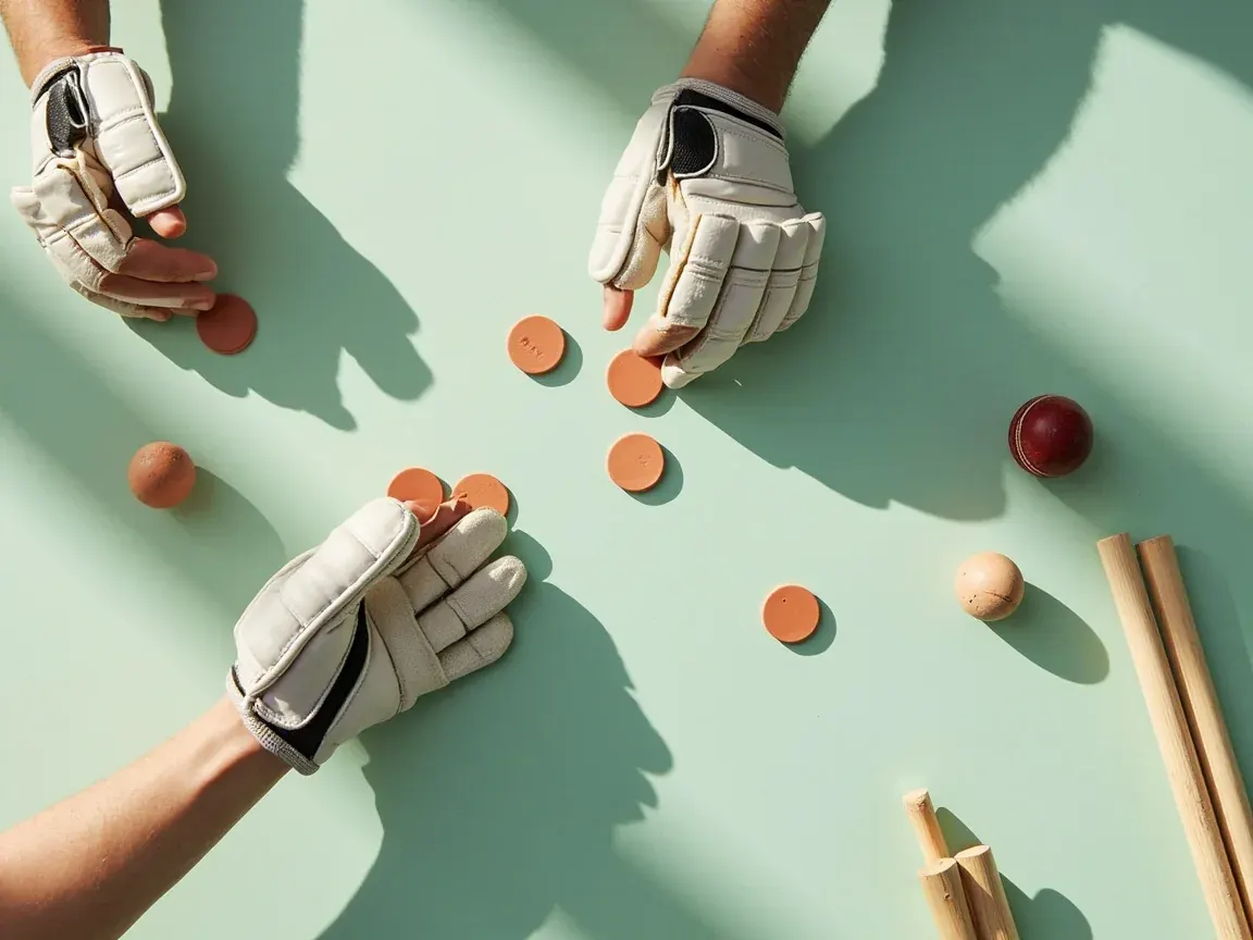 Tokens arranged to plan an eleven-player fantasy cricket squad